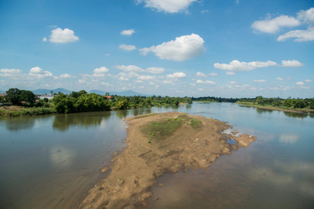 the landscape at the Ping River in the town of Kamphaeng Phet in the Kamphaeng Phet Province in...