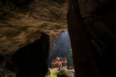the Khua Kharuehat pavillion of the Tham Phraya Nakhon Cave and Hat Laem Sala in the Khao Sam Roi Yot Nationalpark on the Golf of Thailand south the Town of Hua Hin in Thailand.   Thailand, Hua Hin, November, 2019のeditorial素材