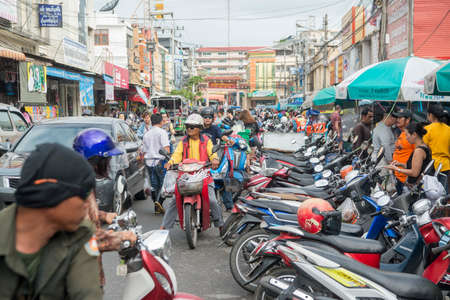 the marketstreet at the Chatsila market in the Town of Hua Hin in Thailand.   Thailand, Hua Hin, November, 2019のeditorial素材