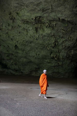 a traditional Temple of the cve Tham Phraya Nakhon in the Khao Sam Roi Yot Nationalpark on the Golf of Thailand near the Town of Hua Hin in Thailand.のeditorial素材