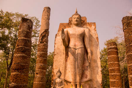 the Wat Saphan Hin at the Historical Park in Sukhothai in the Provinz Sukhothai in Thailand.   Thailand, Sukhothai, November, 2019のeditorial素材