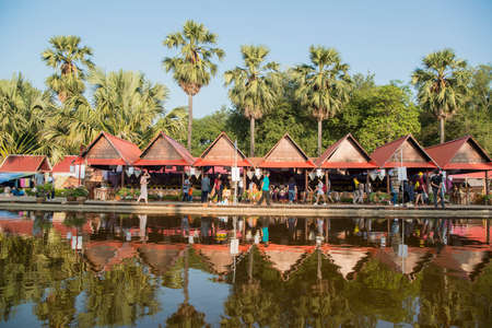 the Park at the Loy Krathong Festival in the Historical Park in Sukhothai in the Provinz Sukhothai in Thailand.   Thailand, Sukhothai, November, 2019のeditorial素材