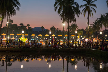 the Loy Krathong Festival in the Historical Park in Sukhothai in the Provinz Sukhothai in Thailand. ...