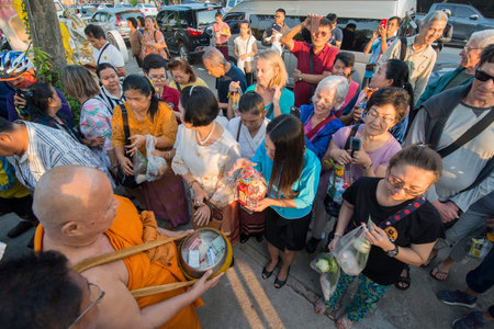 a buddhism Monk ceremony at the Loy Krathong Festival in the Historical Park in Sukhothai in the...
