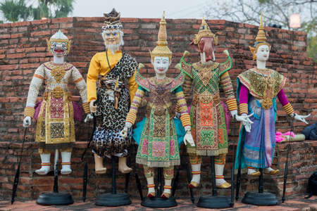 a puppet theater at the Loy Krathong festival at the Wat Mahathat Temple at the Historical Park in Sukhothai in the Provinz Sukhothai in Thailand.   Thailand, Sukhothai, November, 2019のeditorial素材
