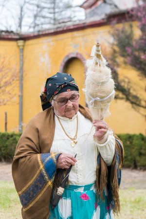 People in traditional dress in front of the Quinta Jardins do Imperador on the reopening of the...