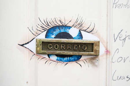 street  and wall art at the old houses in the old town of zona Velha in the old city of Funchal at night on the Island Madeira of Portugal.   Portugal, Madeira, April 2018のeditorial素材