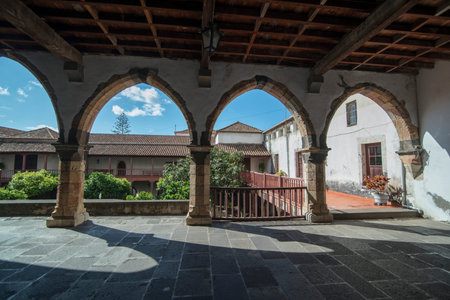 inside of the Monastery and Convento de Santa Clara in the city centre of Funchal at night on the Island Madeira of Portugal.   Portugal, Madeira, April 2018のeditorial素材