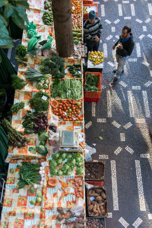 Vegetable at the Mercado dos Lavradores in the city centre of Funchal on the Island Madeira of Portugal.   Portugal, Madeira, April 2018のeditorial素材