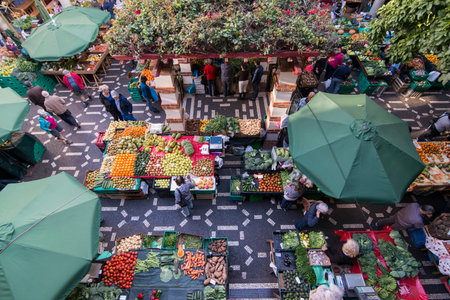 Vegetable at the Mercado dos Lavradores in the city centre of Funchal on the Island Madeira of...