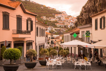 the town of Camara de Lobos, west of Funchal on the Island Madeira of Portugal.   Portugal, Madeira, April 2018のeditorial素材