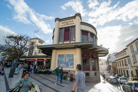 the Mercado dos Lavradores in the city centre of Funchal on the Island Madeira of Portugal.   Portugal, Madeira, April 2018のeditorial素材