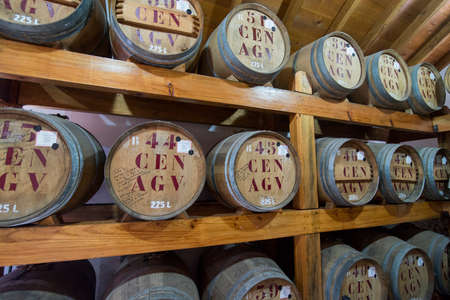 the Rum Factory in Porto da Cruz on the coast at east Madeira on the Island Madeira of Portugal.   Portugal, Madeira, April 2018のeditorial素材