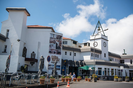 the Cafe Relogio ad Shop of Arema in the town of Camacha in east Madeira on the Island Madeira of Portugal.   Portugal, Madeira, April 2018のeditorial素材