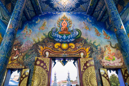 the Blue Temple or Wat Rong Suea Ten in the city of Chiang Rai in North Thailand.  Thailand, Chiang Rai, November, 2019のeditorial素材