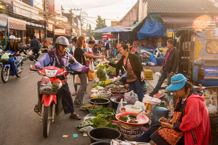 the marketstreet at the central Market in the city of Chiang Rai in North Thailand.  Thailand, Chiang Rai, November, 2019のeditorial素材