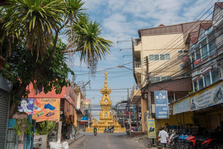 the clock tower in the city of Chiang Rai in North Thailand.  Thailand, Chiang Rai, November, 2019のeditorial素材