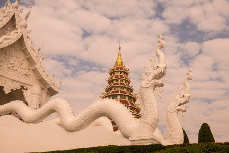 the Wat Huay Pla Kang in the city of Chiang Rai in North Thailand.  Thailand, Chiang Rai, November,...