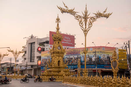 the clock tower in the city of Chiang Rai in North Thailand.  Thailand, Chiang Rai, November, 2019のeditorial素材