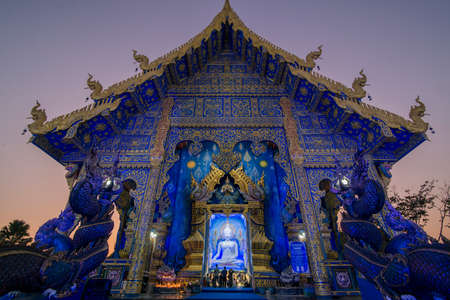 the Blue Temple or Wat Rong Suea Ten in the city of Chiang Rai in North Thailand.  Thailand, Chiang Rai, November, 2019のeditorial素材