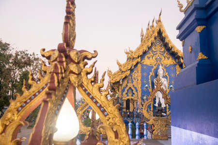 the Blue Temple or Wat Rong Suea Ten in the city of Chiang Rai in North Thailand.  Thailand, Chiang Rai, November, 2019のeditorial素材