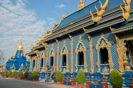 the Blue Temple or Wat Rong Suea Ten in the city of Chiang Rai in North Thailand.  Thailand, Chiang Rai, November, 2019のeditorial素材