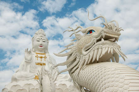 the big Buddha at the Wat Huay Pla Kang in the city of Chiang Rai in North Thailand.  Thailand, Chiang Rai, November, 2019のeditorial素材