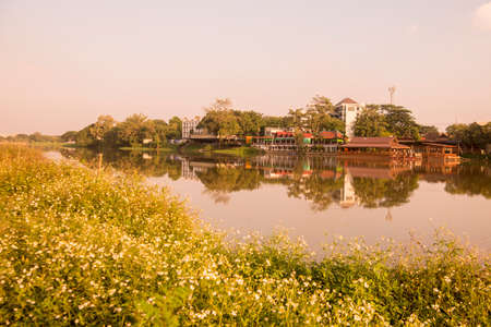 the Landscape at the Mae Nam Kok River in the city of Chiang Rai in North Thailand.   Thailand, Chiang Rai, November, 2019のeditorial素材
