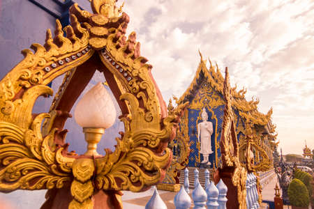 the Blue Temple or Wat Rong Suea Ten in the city of Chiang Rai in North Thailand.  Thailand, Chiang Rai, November, 2019のeditorial素材