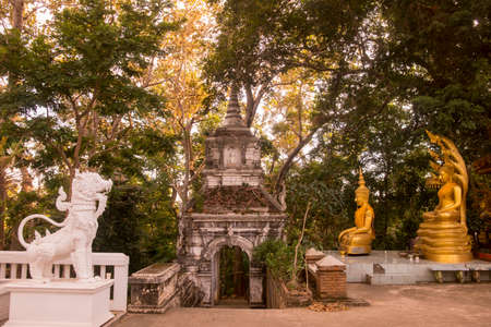 the Temple Wat Phra That Chom Kitti in the town of Chiang Saen at the mekong River in the golden triangle in the north of the city Chiang Rai in North Thailand.   Thailand, Chiang Sean, November, 2019のeditorial素材