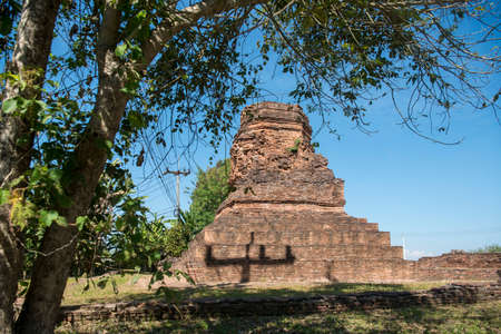 the Ruins of the wat That Khong at the mekong river in the town of Chiang Saen in the north of the city Chiang Rai in North Thailand.   Thailand, Chiang Sean, November, 2019のeditorial素材