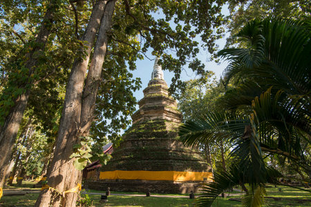the wat Phra That Chedi Luang in the town of Chiang Saen in the north of the city Chiang Rai in...