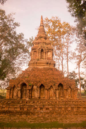 the Wat Pa Sak in the town of Chiang Saen in the north of the city Chiang Rai in North Thailand.   Thailand, Chiang Sean, November, 2019のeditorial素材