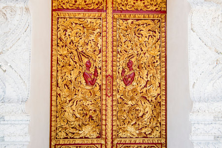 The Wat Sob Ruak in the town of Sop Ruak in the golden triangle in the north of the city Chiang Rai...