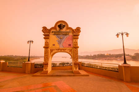 the Golden Triangle of Thailand, Myanmar and Laos at the Golden Triangle of Thailand, Myanmar and Laosat the mekong river in the town of Sop Ruak in the north of the city Chiang Rai in North Thailand.   Thailand, Chiang Sean, November, 2019のeditorial素材