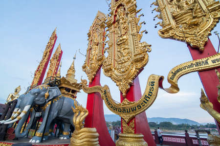 the elephant shrine at the Mekong River in the town of Sop Ruak in the golden triangle in the north of the city Chiang Rai in North Thailand.   Thailand, Chiang Sean, November, 2019のeditorial素材