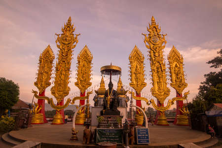 the elephant shrine at the Mekong River in the town of Sop Ruak in the golden triangle in the north of the city Chiang Rai in North Thailand.   Thailand, Chiang Sean, November, 2019のeditorial素材