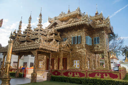 the Wat Thai Wattanaram near the town of Mae Sot in the Province of Tak in Tahiland.   Thailand, Mae Sot, November, 2019のeditorial素材