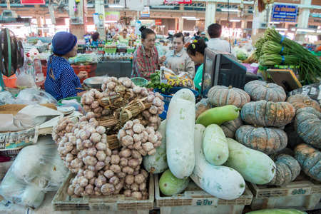 the Rim Nam Market in the city of Phetchaburi or Phetburi in the province of Phetchaburi in Thailand.   Thailand, Phetburi, November, 2019のeditorial素材