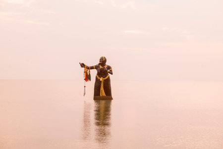 the Statue of the character of Phra Apai Mani in the Puktain Beach near the city of Phetchaburi or...