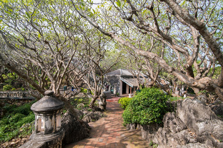 the architecture of a Villa stairway on the Phra Nakhon Khiri Historical Park on the Khao Wang Hill...