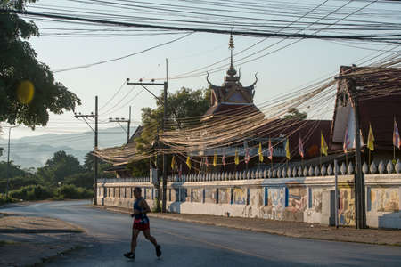 The Wat Si Don Chai in the Town of Chiang Khong in the province of Chiang Raii in Thailand.   Thailand, Chiang Khong, November, 2019のeditorial素材