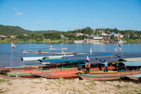 a Naga Dragon on the Mekong River in the Town of Chiang Khong in the province of Chiang Raii in Thailand.   Thailand, Chiang Khong, November, 2019のeditorial素材