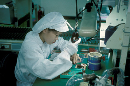 a electronic factory in the city of Kaohsiung in Taiwan of East Aasia.   Taiwan, Taipei, July, 1997