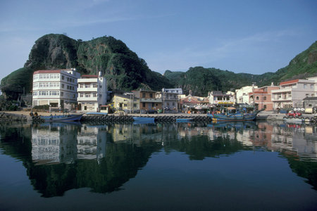 the Fishing Village of Fulung on the Pacific Ocean in North Taiwan of East Aasia.   Taiwan, Taipei,...