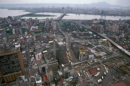 a view the city centre of Taipei in Taiwan of East Aasia.   Taiwan, Taipei, May, 2001のeditorial素材