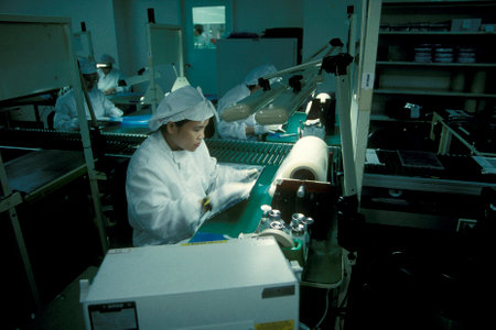 a electronic factory in the city of Kaohsiung in Taiwan of East Aasia.   Taiwan, Taipei, July, 1997のeditorial素材