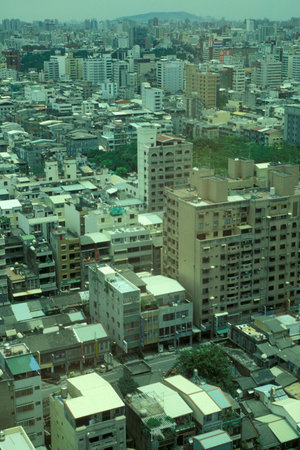 the skyline and city centre of Kaohsiung in Taiwan of East Aasia.   Taiwan, Taipei, July, 1997のeditorial素材