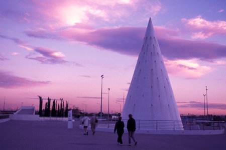 the architecture in the City of Arts and Sciences in the city of Valencia in Spain.  Spain, Valencia, October, 2004のeditorial素材