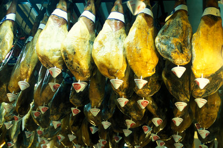 the traditional Restaurannt "La Catedral del Jamon" of Enrique Grau Moliner  in the city of Valencia in Spain.  Spain, Valencia, October, 2004のeditorial素材